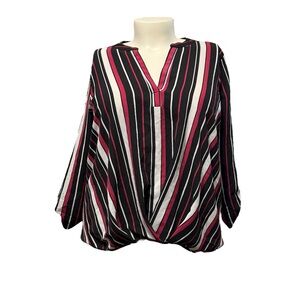 Always Indigo Women’s Long Sleeve Striped Blouse - Size 2X